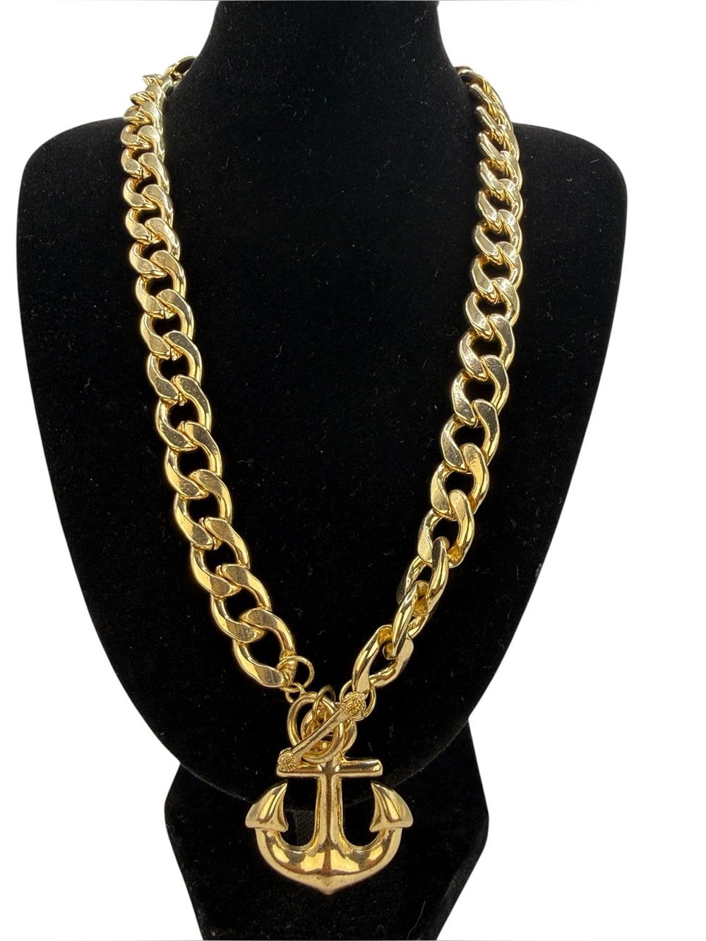 Gold Anchor Pendant Chunky Chain Necklace
